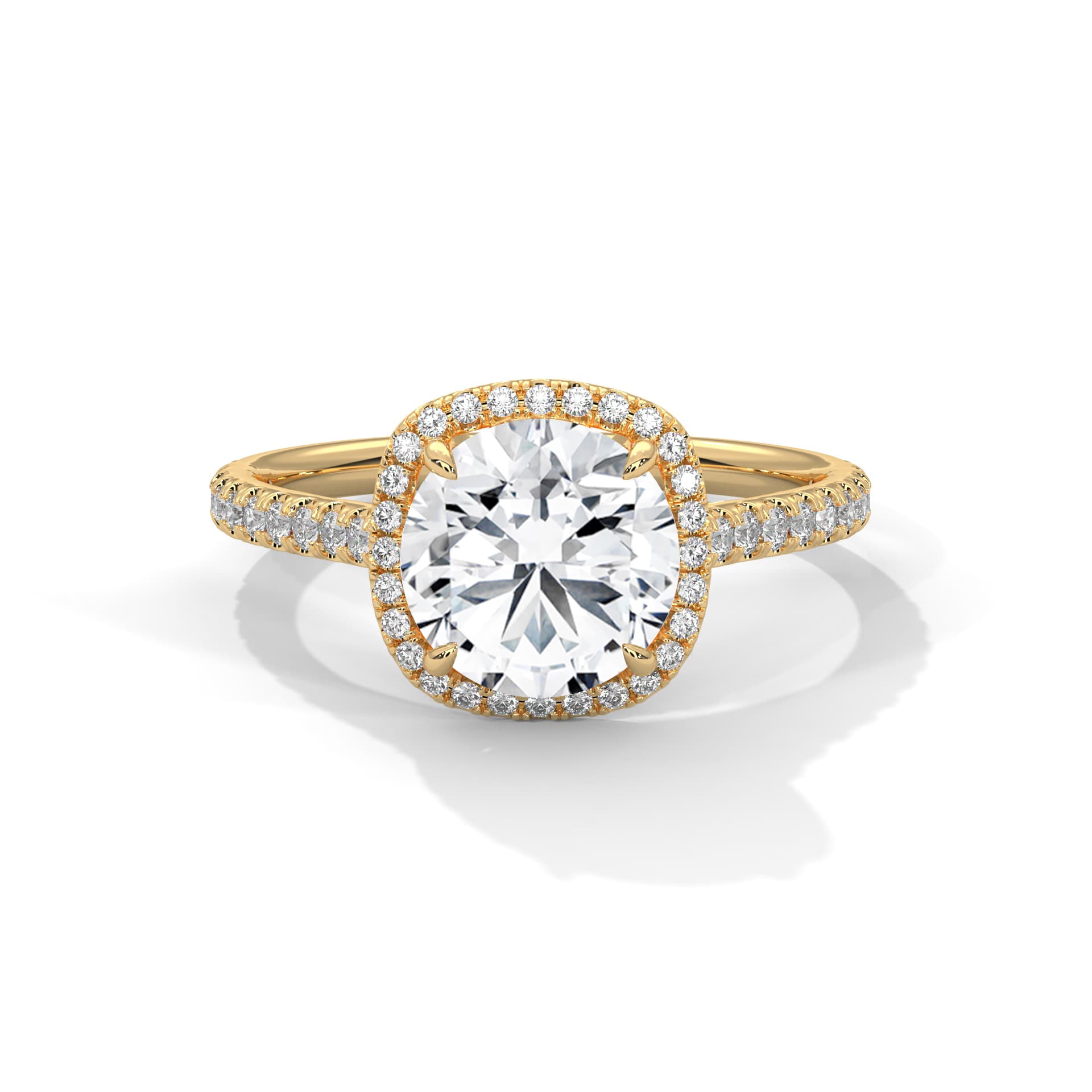 Halo Ring With Round Diamond In White Gold