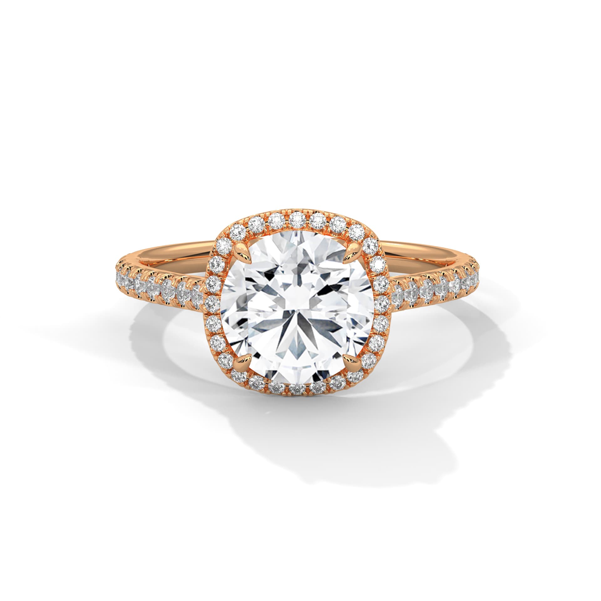 Halo Ring With Round Diamond In White Gold thumbnail 5