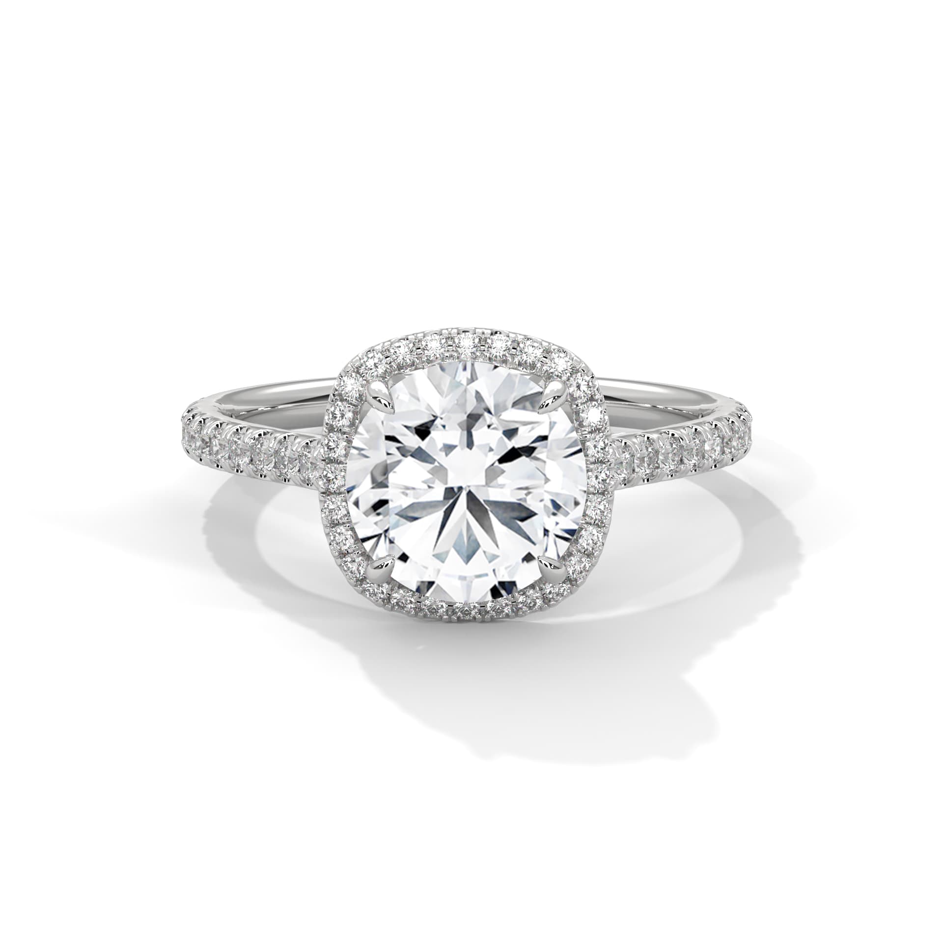 Halo Ring With Round Diamond In White Gold thumbnail 6