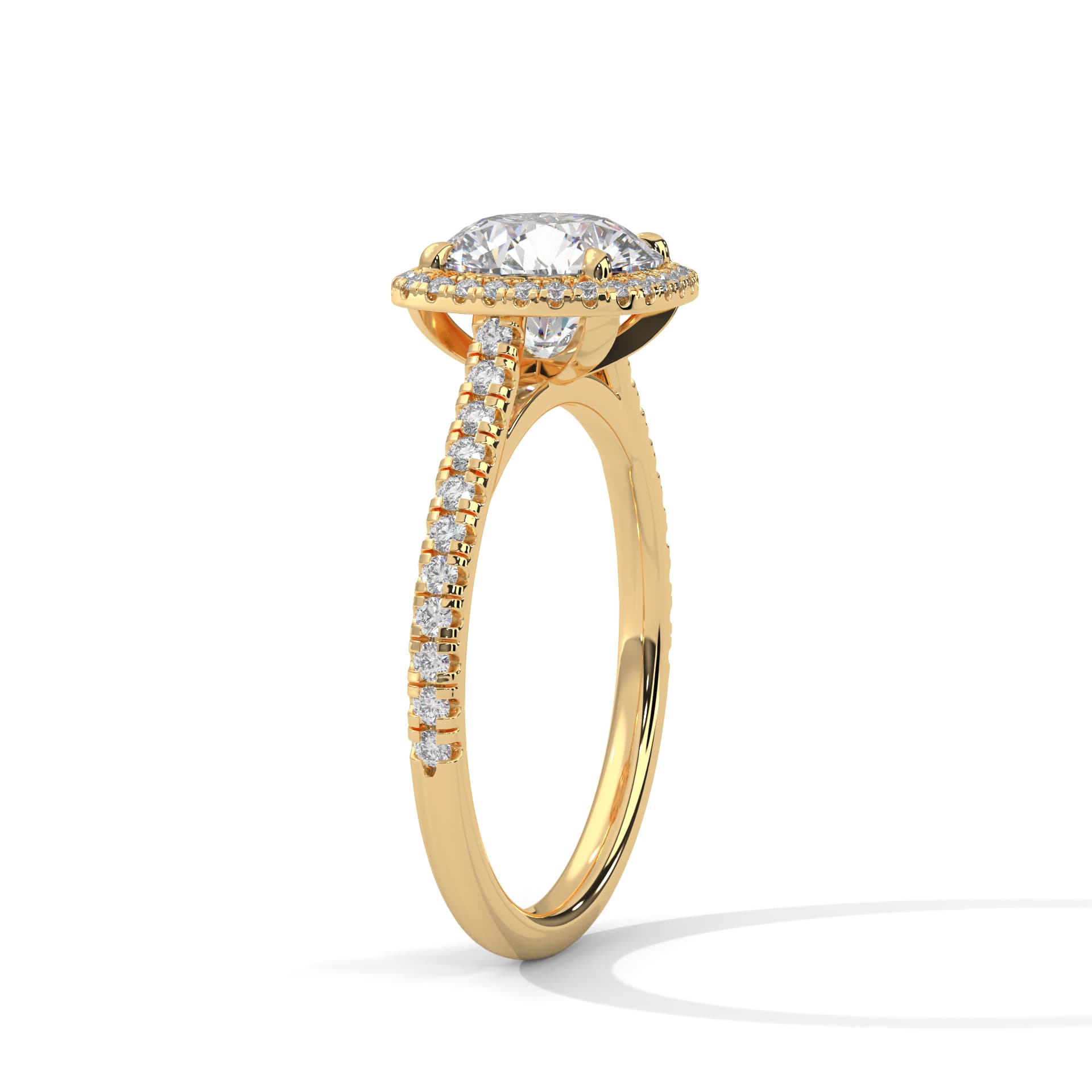 Halo Ring With Round Diamond In White Gold thumbnail 10