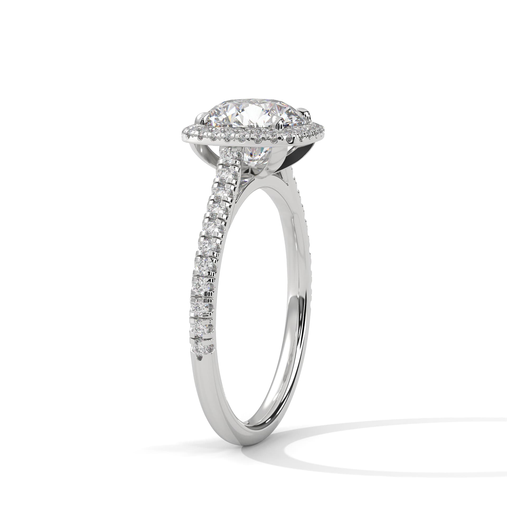Halo Ring With Round Diamond In White Gold thumbnail 11