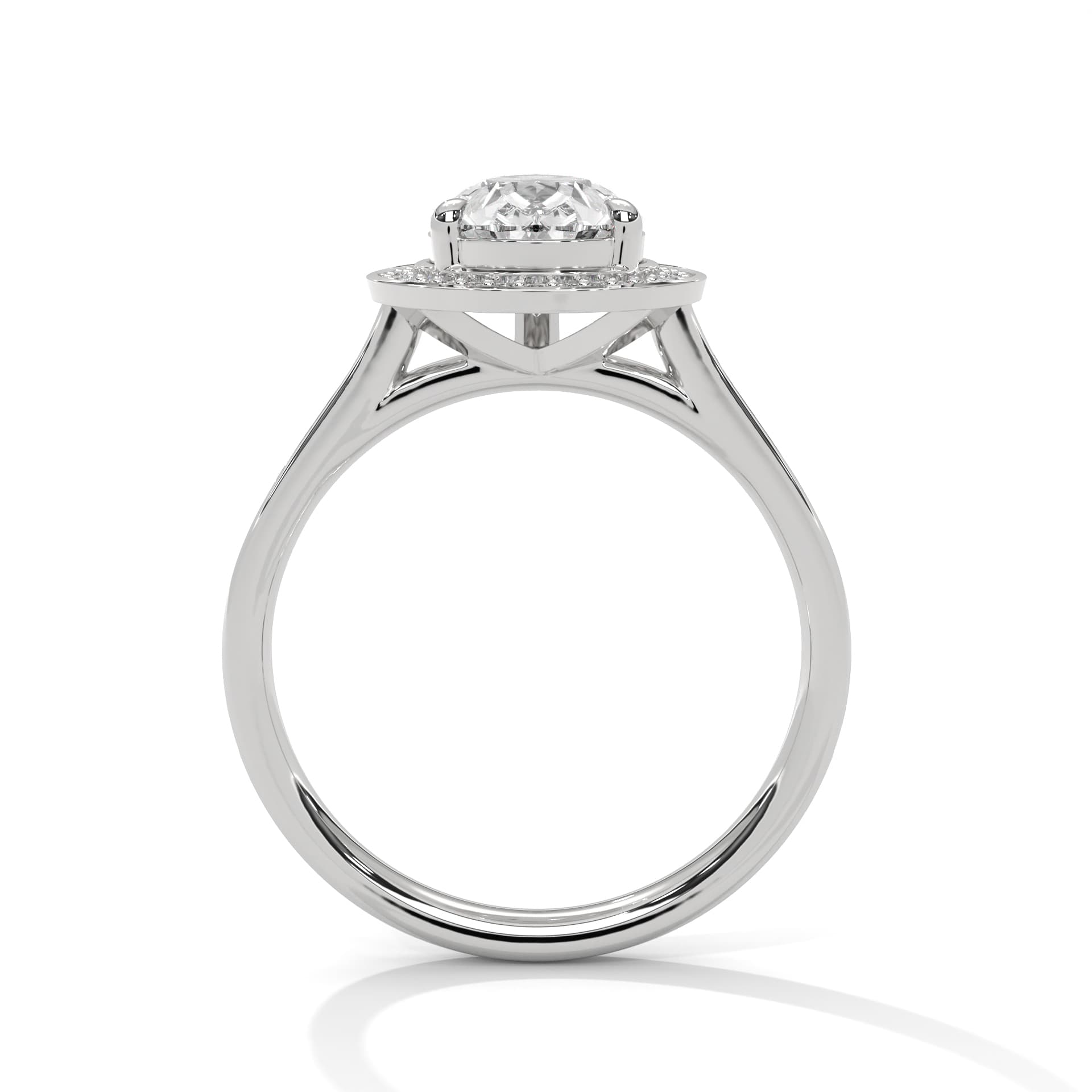 Halo Ring With Pear Diamond In White Gold thumbnail 7