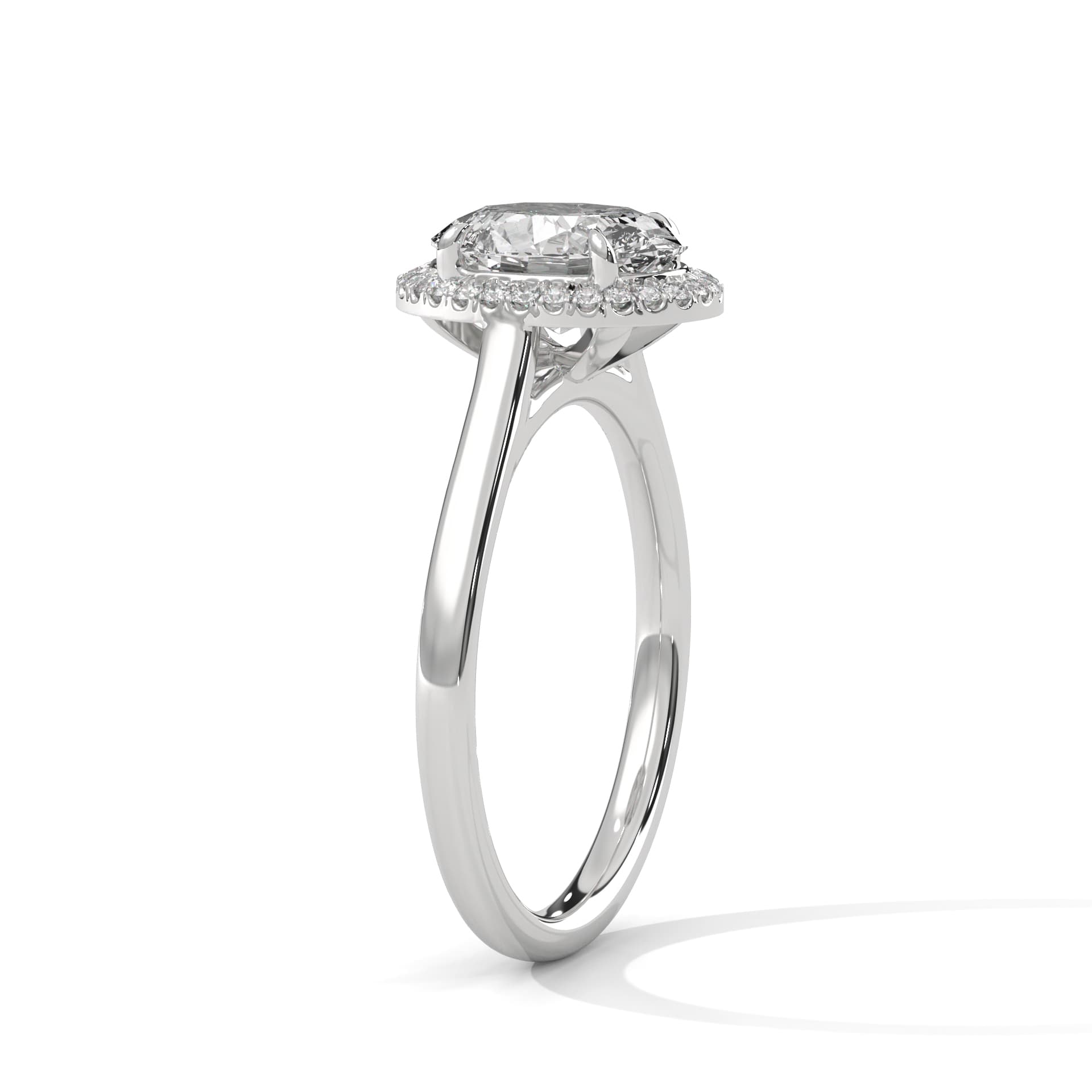 Halo Ring With Round Diamond In White Gold thumbnail 8