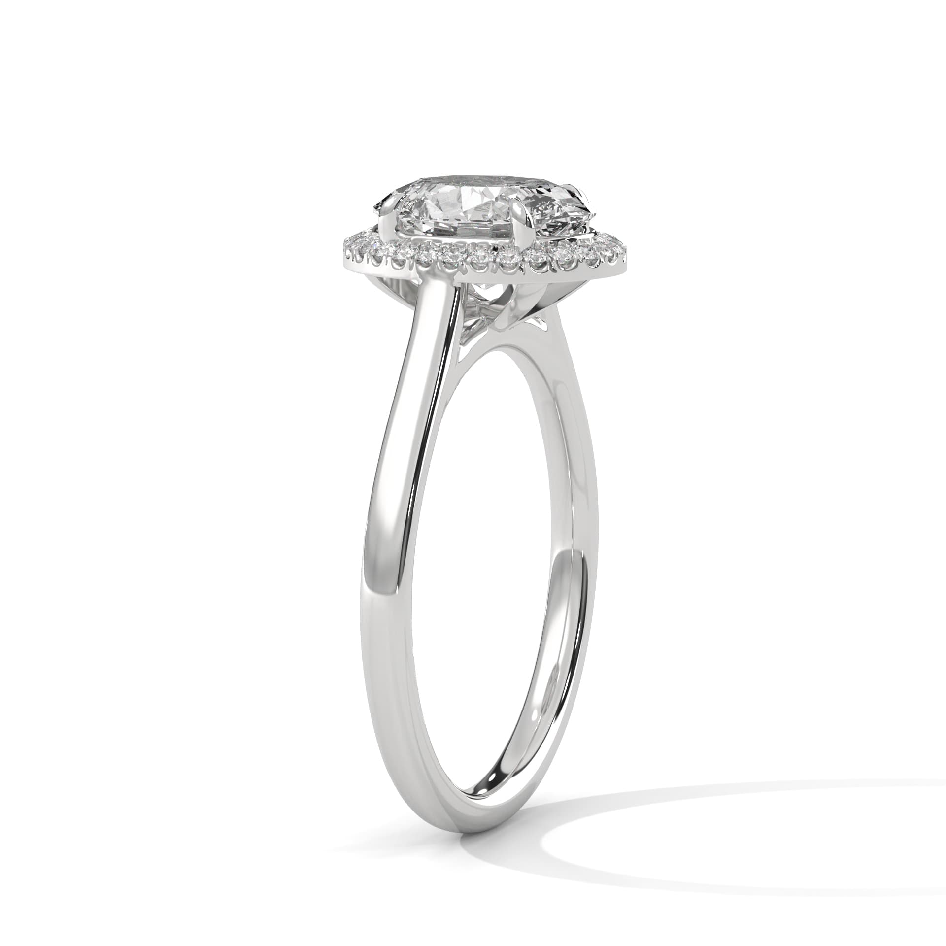 Halo Ring With Round Diamond In White Gold thumbnail 11