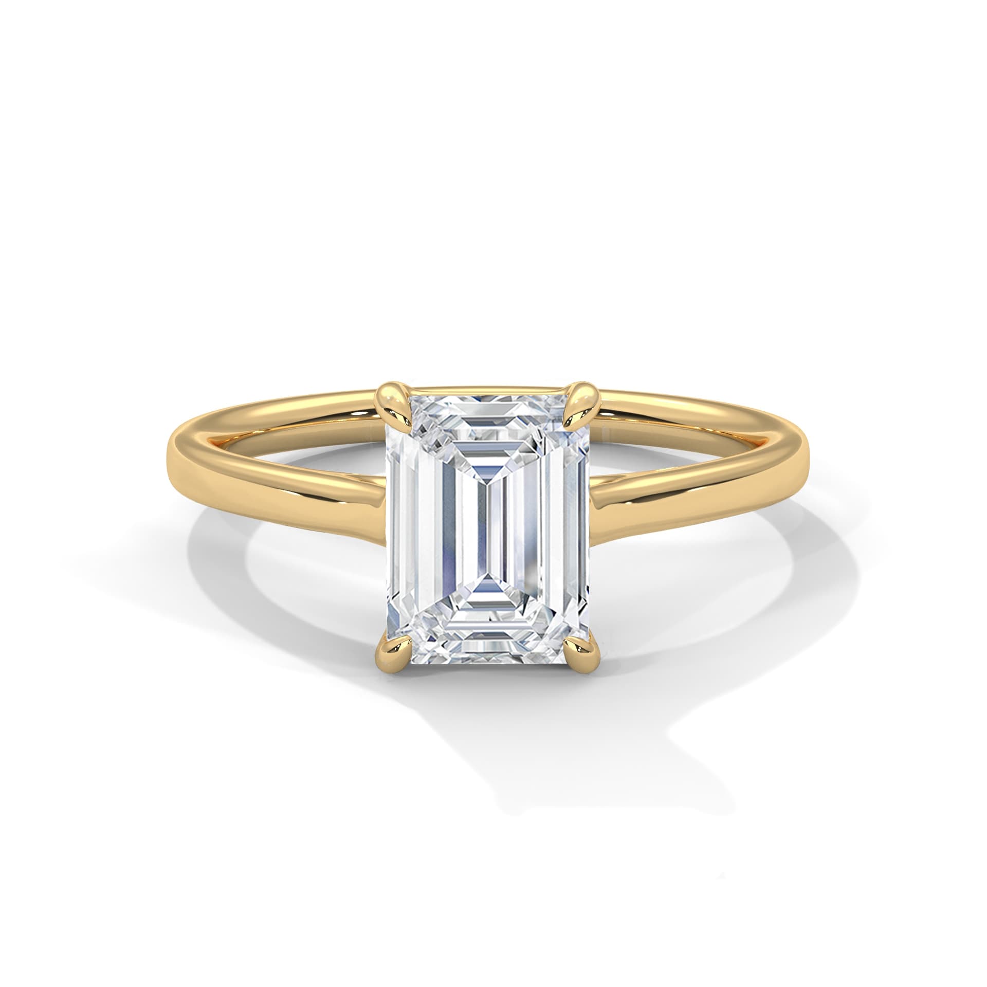 Halo Ring With Emerald Diamond In Yellow Gold thumbnail 5