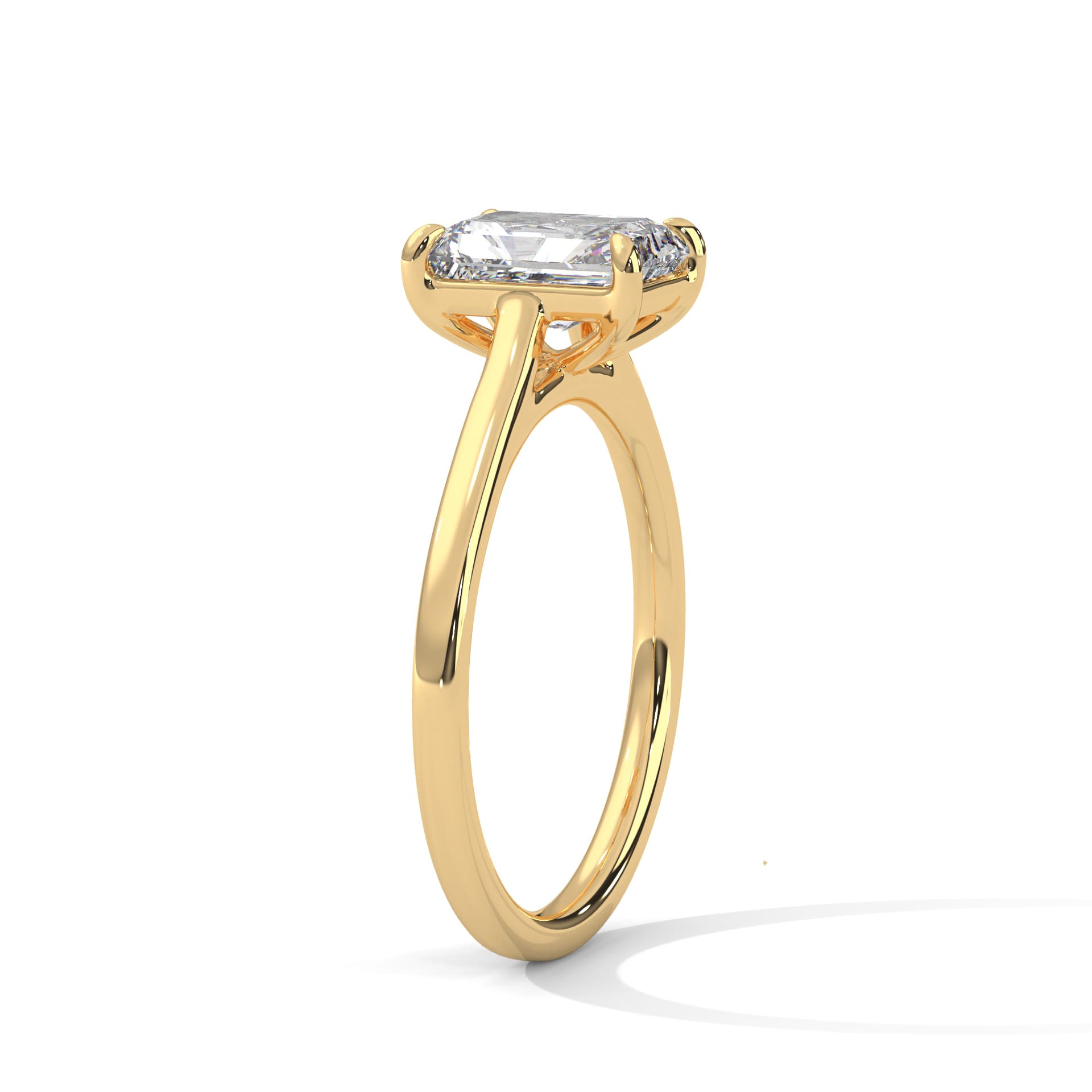 Halo Ring With Emerald Diamond In Yellow Gold thumbnail 11