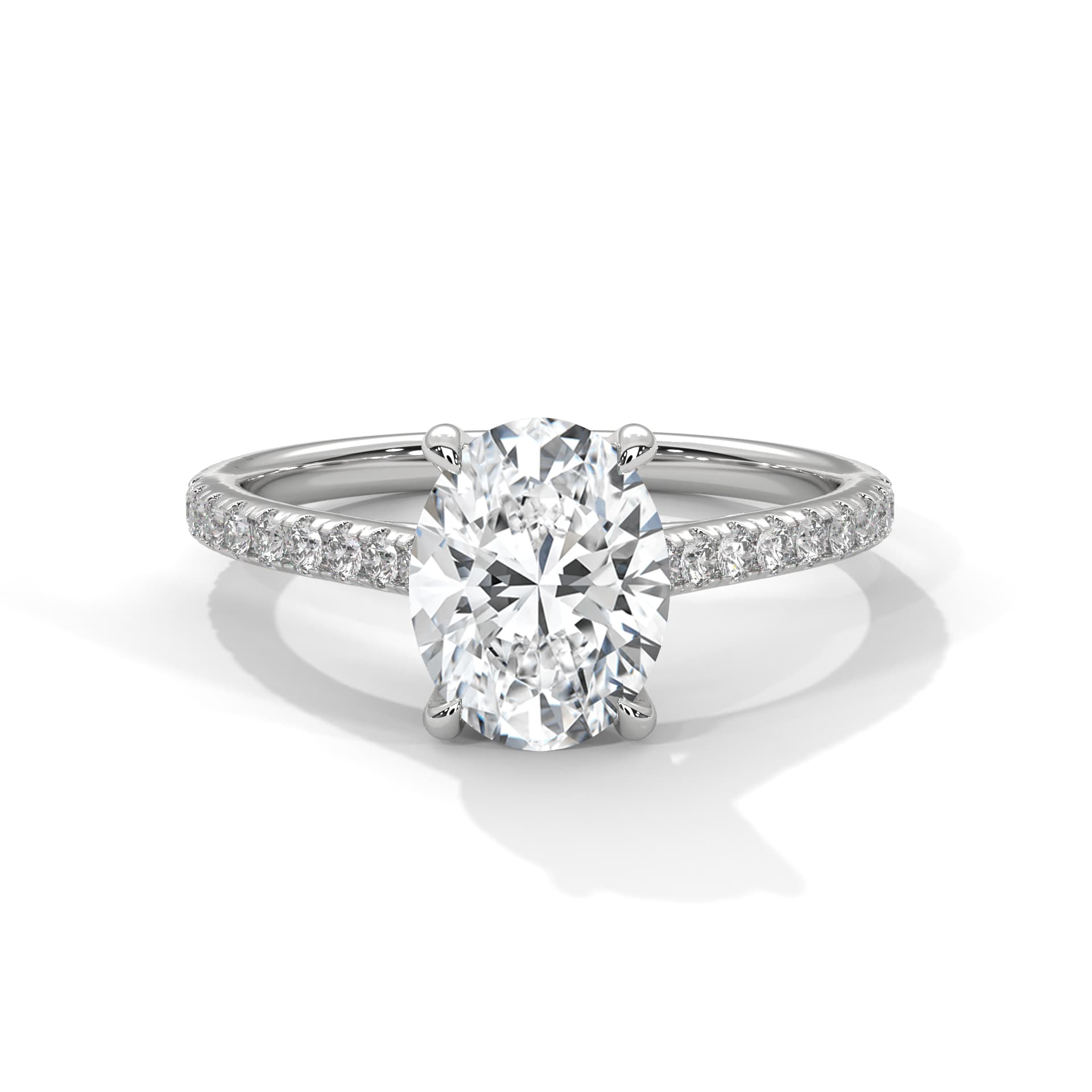 Sidestone Ring With Round Diamond In White Gold