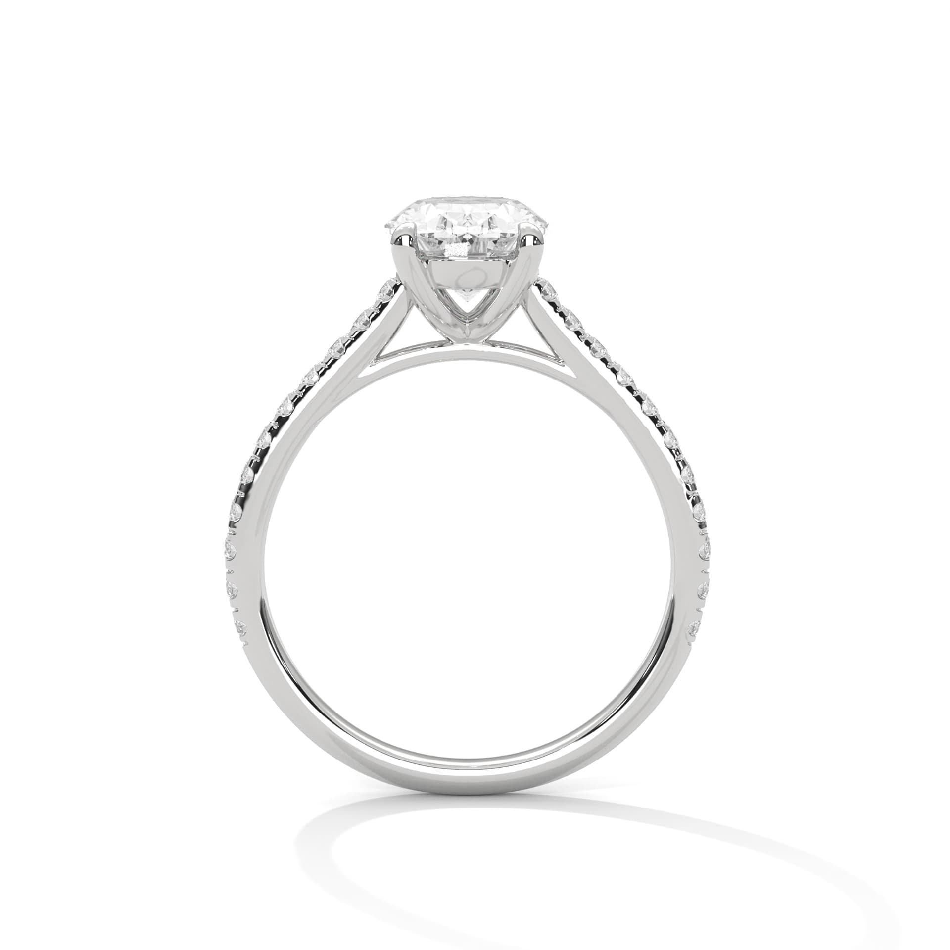 Sidestone Ring With Round Diamond In White Gold thumbnail 7