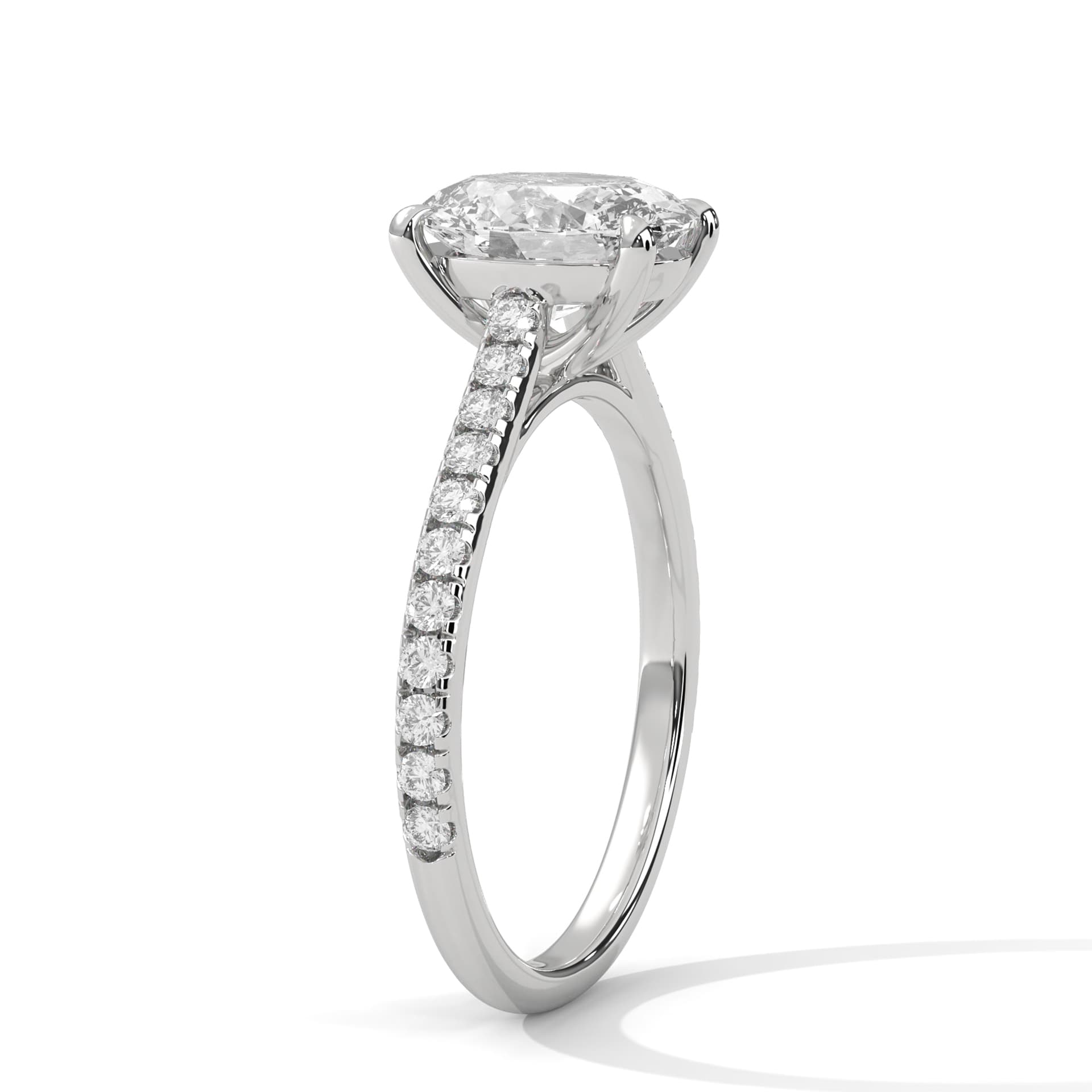 Sidestone Ring With Round Diamond In White Gold thumbnail 11