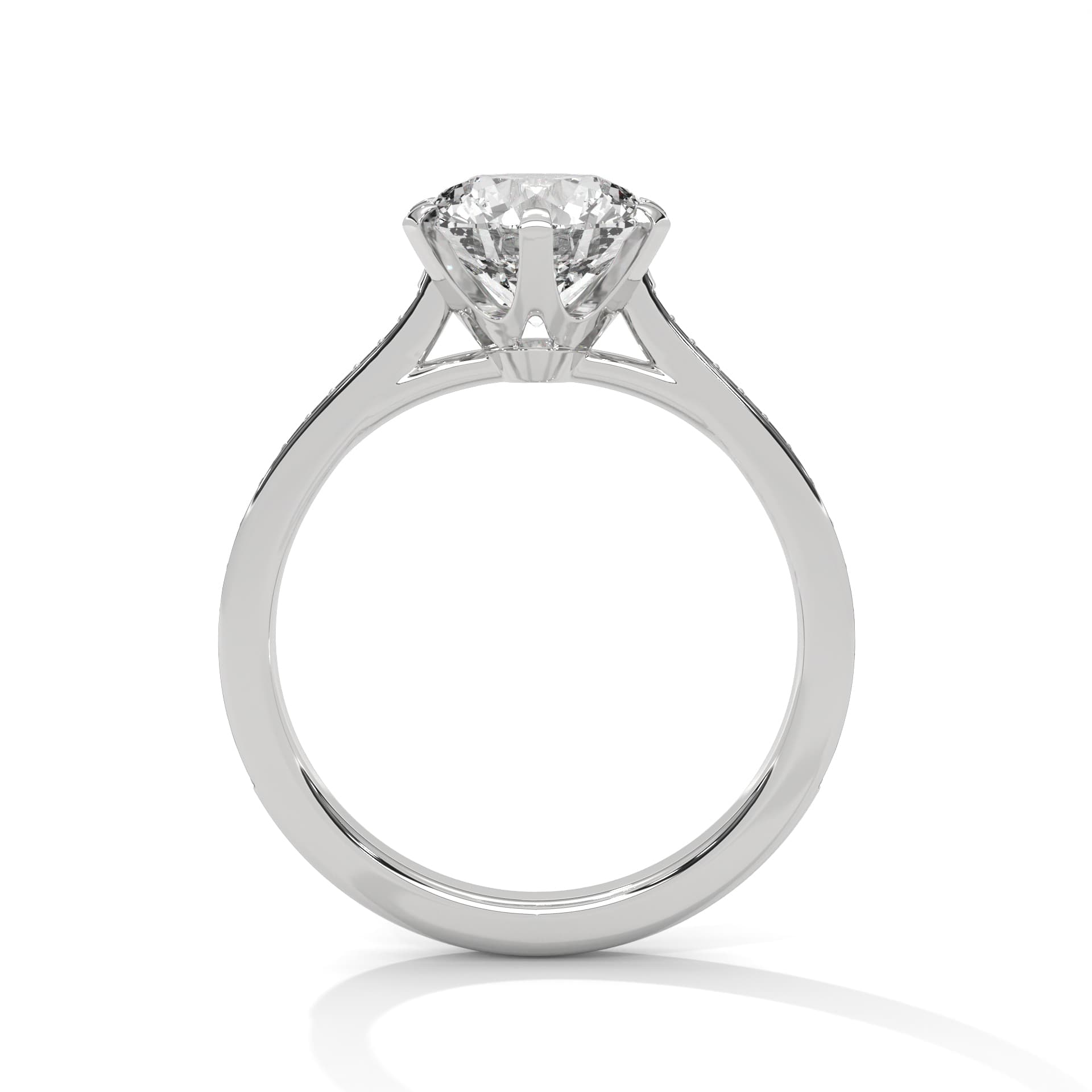 Sidestone Ring With Round Diamond In White Gold thumbnail 12