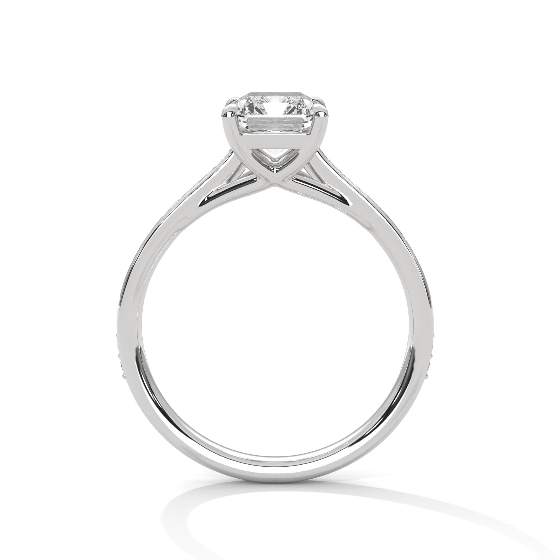 Sidestone Ring With Round Diamond In White Gold thumbnail 7