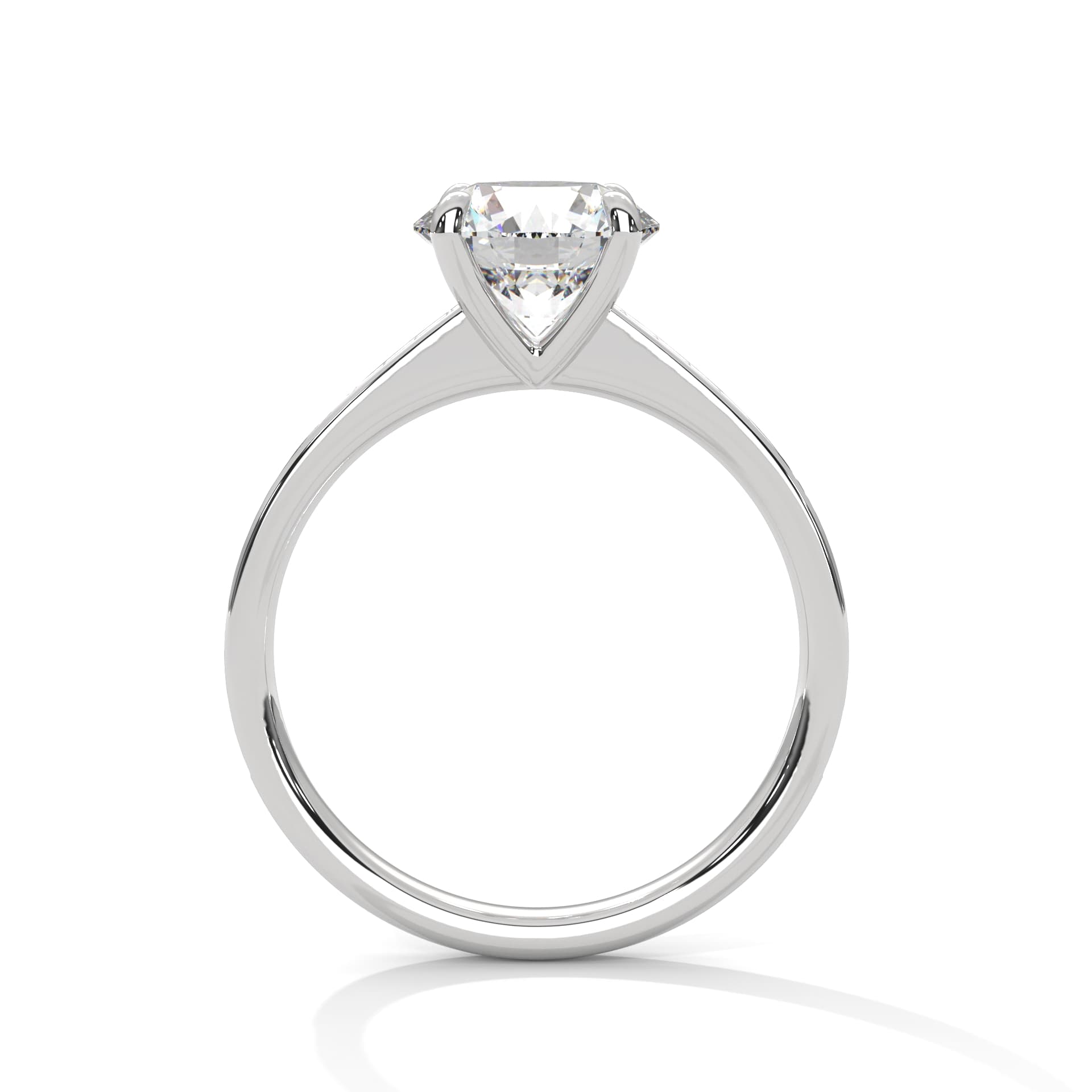 Sidestone Ring With Round Diamond In White Gold thumbnail 21
