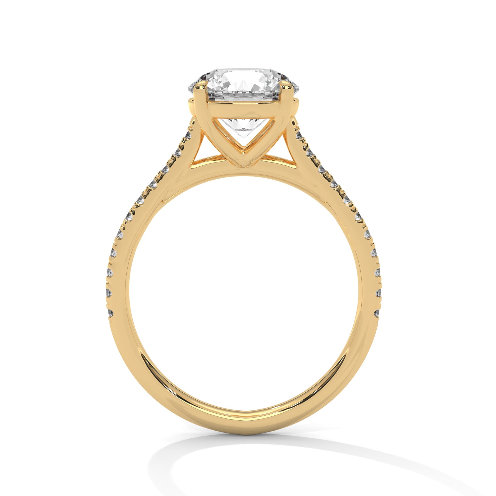 Sidestone Ring With Round Diamond In Yellow Gold thumbnail 11