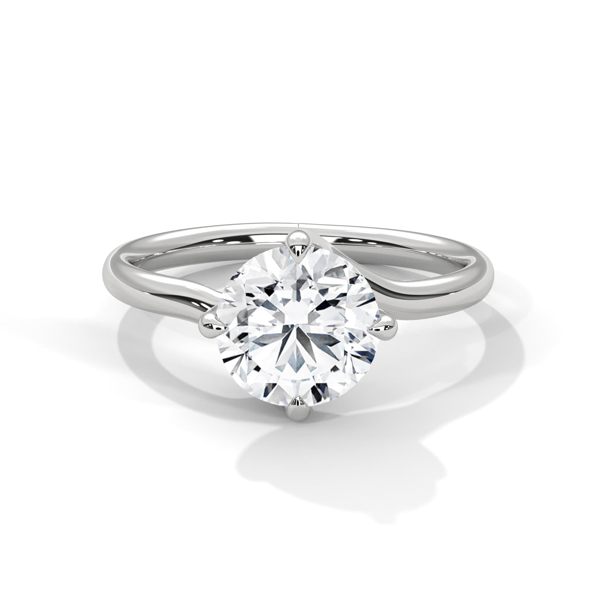Solitaire Ring With Round Diamond In White Gold thumbnail 7