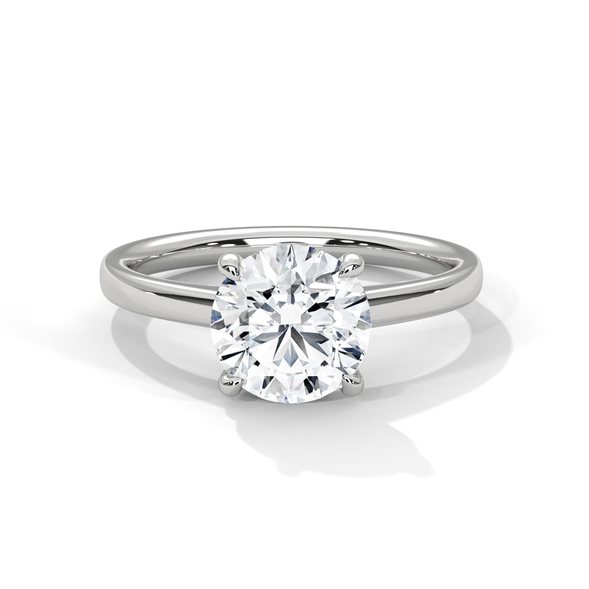 Solitaire Ring With Round Diamond In White Gold