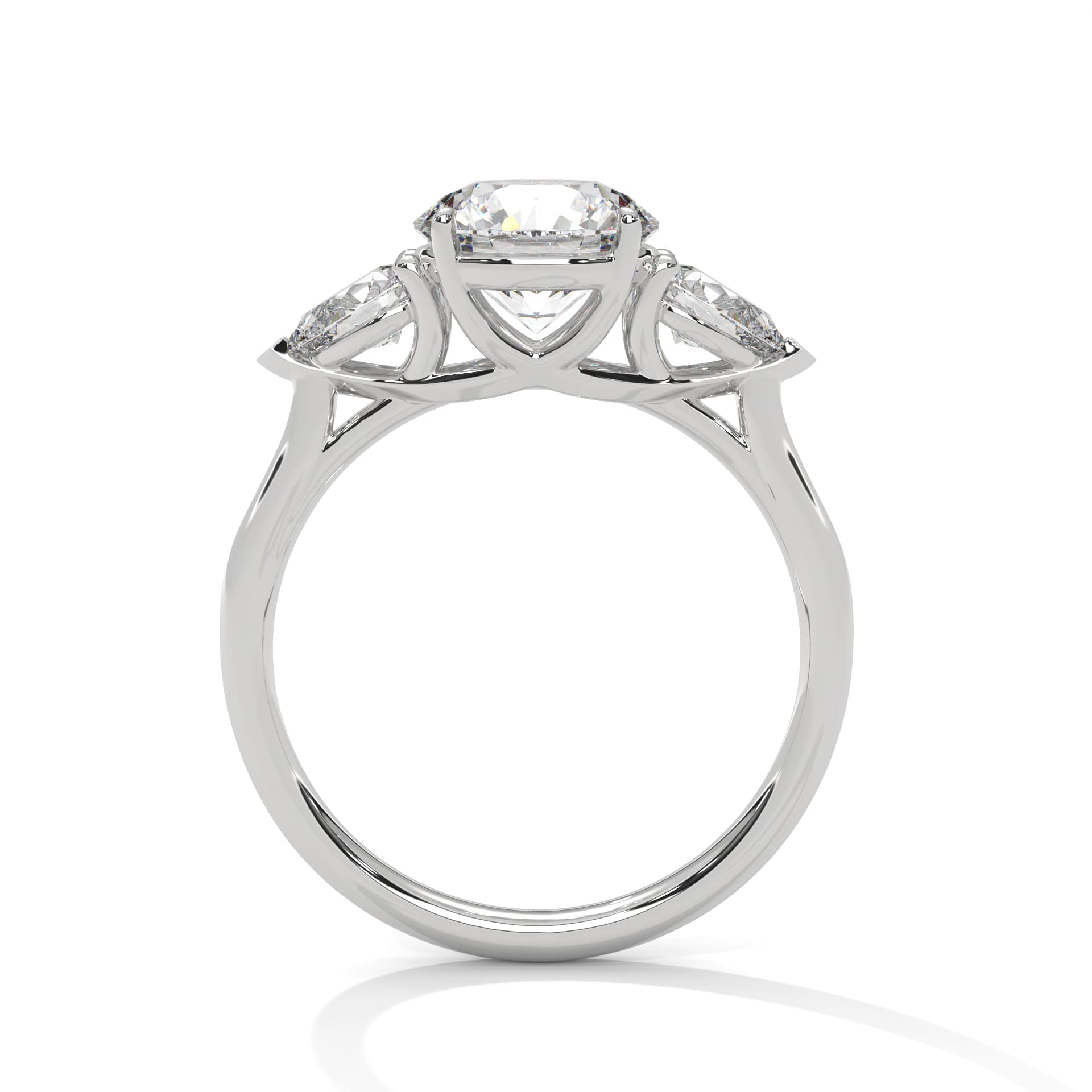 ThreeStone Ring With Round Diamond In White Gold thumbnail 12