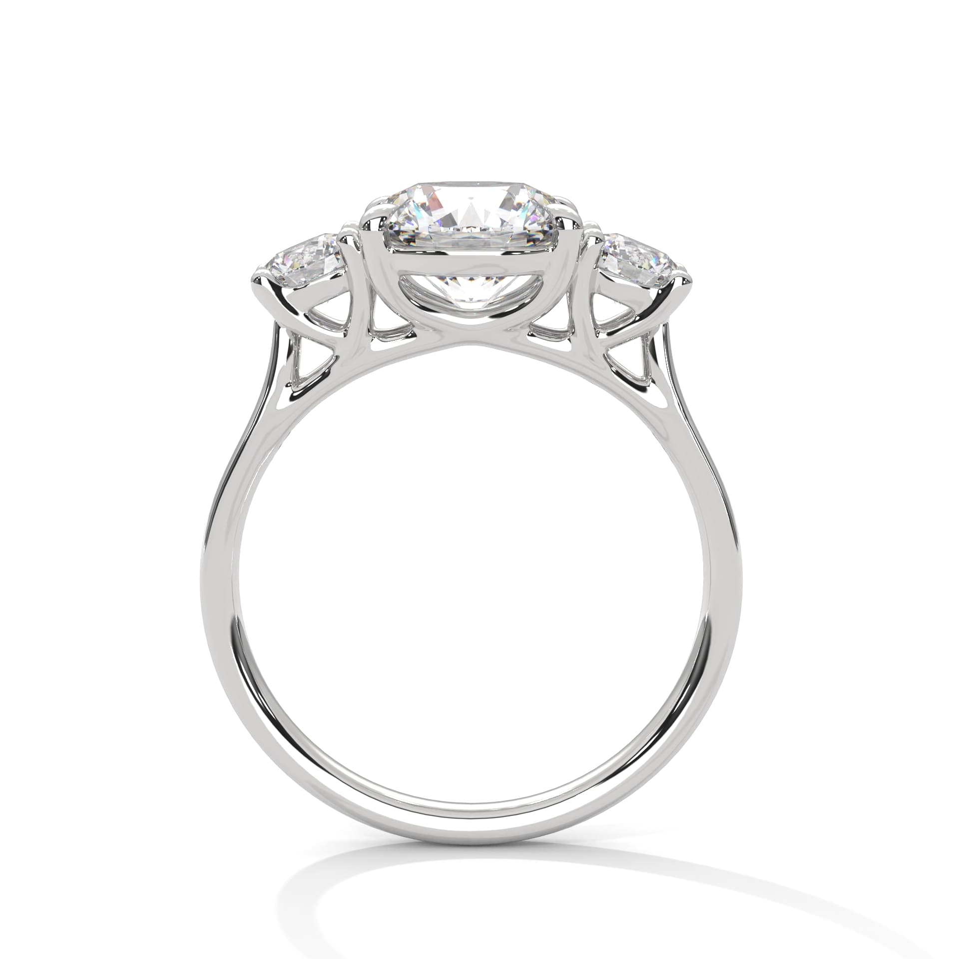 ThreeStone Ring With Round Diamond In Yellow Gold thumbnail 8