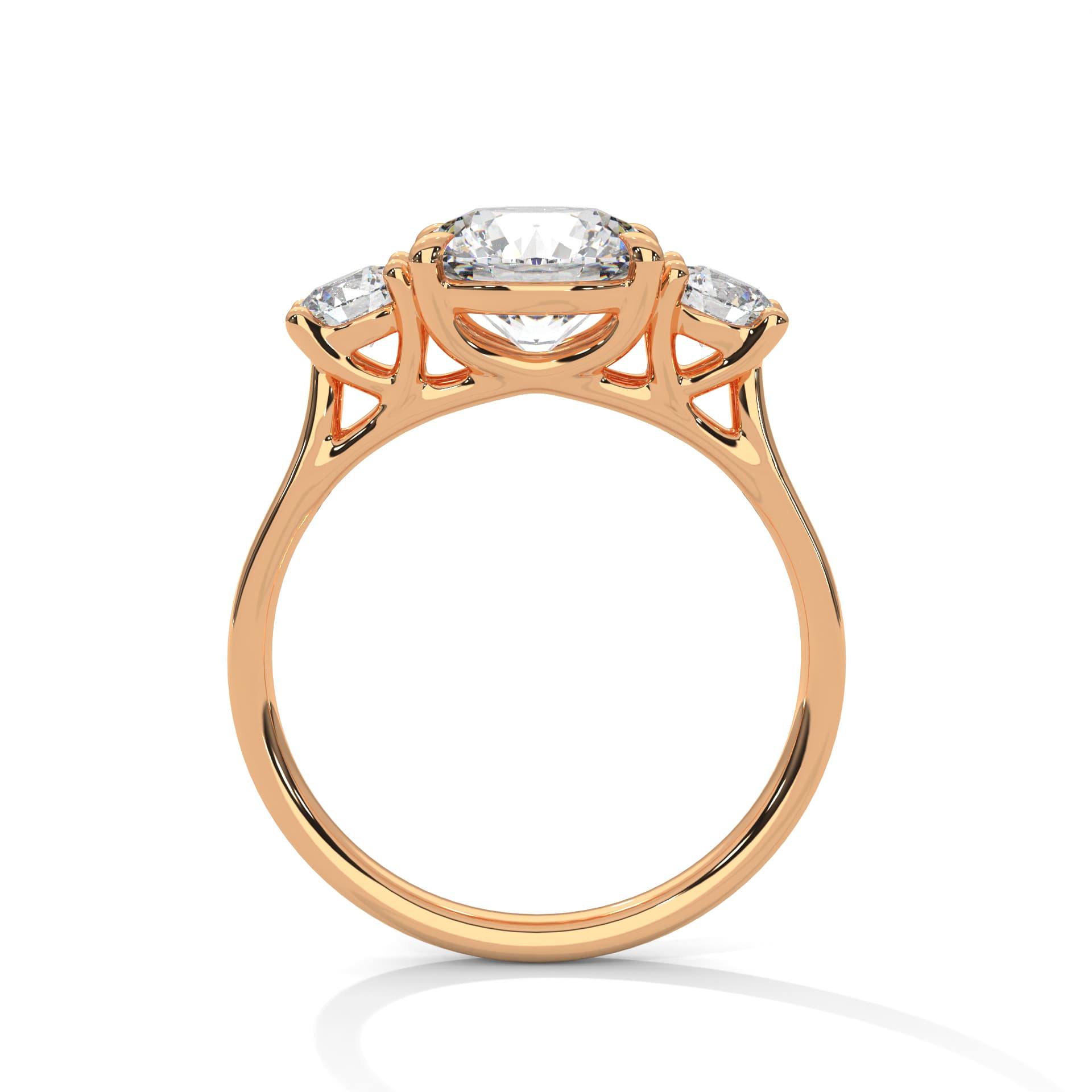 ThreeStone Ring With Round Diamond In Yellow Gold thumbnail 9